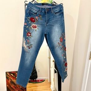 Bird Embroidered Jeans